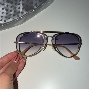 Ray-Ban Gold Frame Sunglasses with Blue Gradient Lenses